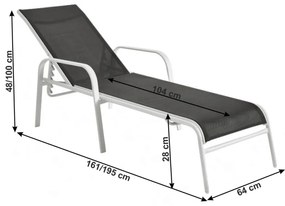 Állítható kerti szék, szürke|féher, ATREO