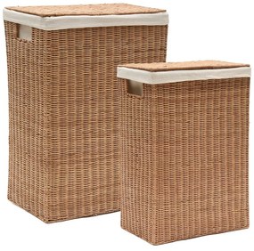 Natúr színű rattan szennyeskosár szett 2 db-os Indali – Kave Home