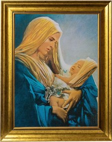 Istenanya Gyermekkel Vallásos Kép Arany Díszített Keretben 30X4