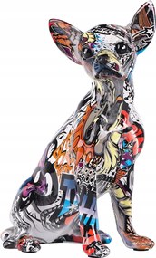 Figura Szobor Kutya Chihuahua Színes Graffiti Dekoráció Modern