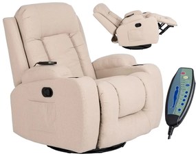 Elektromosan Vezérelhető Masszázsfunkciós Relaxfotel Bézs Szövet Kárpittal. BOX 2