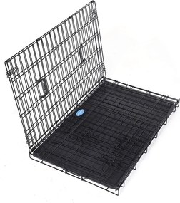 Kutyaketrec, kutyabox két ajtóval L, fekete 92x57x64cm