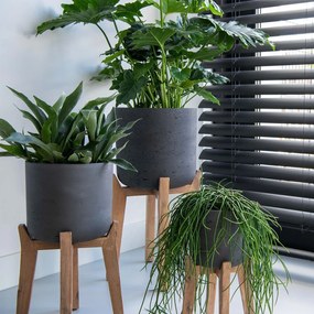 Pottery Pots Charlie Ültető magas lábakkal, antik fekete, többféle méretben - Fazekas edények méret: XXL - 41,3 cm, ⌀ 41,6 cm / h 87,5 cm, ⌀ 52 cm