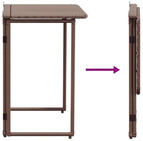 barna polyrattan összecsukható kerti asztal 90x51x75 cm