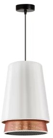 Duolla - Csillár zsinóron BELL SHINY 1xE27/15W/230V átm. 25 cm fehér/réz