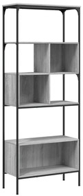 5 szintes szürke sonoma szerelt fa könyvespolc 76x33x188,5 cm