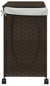 sötétbarna rattan szennyeskosár kerekekkel 60x35x60,5 cm