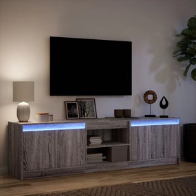 szürke sonoma színű szerelt fa LED-es TV-szekrény 180x34x50 cm