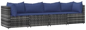 4 részes szürke polyrattan kerti ülőgarnitúra párnákkal
