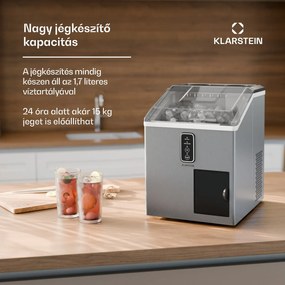 Klarstein Bullet Ice jégkészítő, 15 kg jég naponta, Bullet & zúzott jég, Rozsdamentes acél