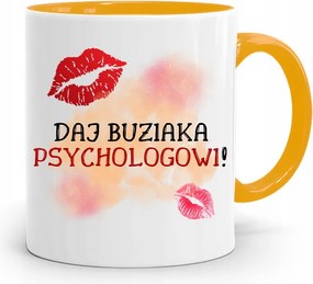 Pszichológus Pszichiáter Terapeuta Bögre Sárga, fényképes nyomattal