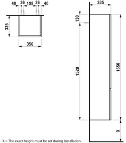 LAUFEN H4831220954791 - PRO fürdőszobaszekrény, 165 cm, tölgy