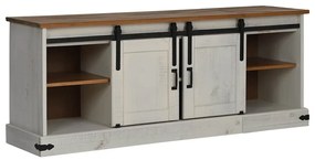 HALDEN fehér tömör fa TV szekrény 2 tolóajtóval 150x40x60 cm