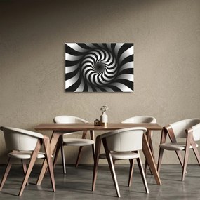 Absztrakt kép egy fekete-fehér spirál (üvegen) (70x50 cm)