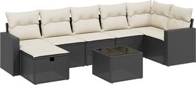 vidaXL 8 részes fekete polyrattan kerti ülőgarnitúra párnákkal