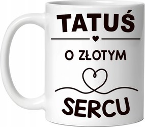 Ajándék Bögre Arany Szívű Apuka Születésnap Karácsony Csomagolás Név