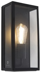 Ipari kültéri fali lámpa fekete IP44 üveggel - Rotterdam