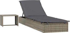 vidaXL 1 db szürke polyrattan napozóágy asztallal