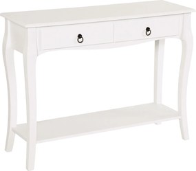 HOMCOM Konzol Asztal - Elegáns Tányér és Konyhai Asztal Fiókokkal és Polccal - 100x33x75 cm Fehér Fényes Fa | Aosom
