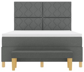 Box Spring Ágy Matraccal és Pad Dark Grey 140x200 cm Szövet