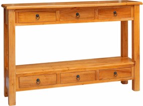 vidaXL Konzolasztal Természetes 115 x 32 x 76 cm Tömör Mahagóni Fa
