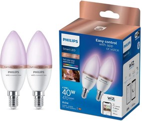 2 db-os Philips SMART RGB LED izzó szett, dimmelhető C37 E14/4,9W/230V 2200-6500K