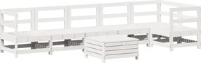 vidaXL fehér 7 részes tömör fenyőfa kerti kanapészett