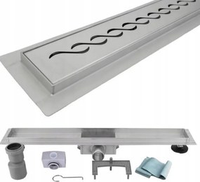 Lineáris zuhanyfolyóka 150 cm alacsony beépítés 52 mm Hullám mintás