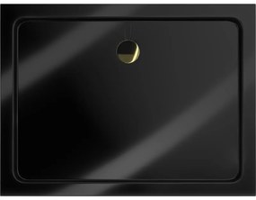 Mexen SLIM - Négyszögletű zuhanytálca 100x80x5cm + arany szifon, fekete, 40708010G