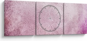 Kép - Mandala rózsaszín falon (órával) (90x30 cm)