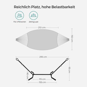 Függőágy, 210 x 150 cm-es függőágy állvánnyal, bézs