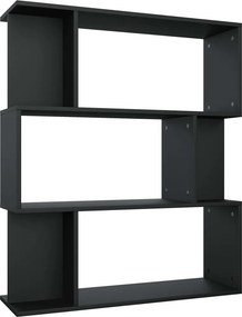 vidaXL fekete szerelt fa könyvszekrény/térelválasztó 80 x 24 x 96 cm
