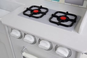 Fából készült játékkonyha gyerekeknek LED világítással, kiegészítőkkel és hangeffektekkel