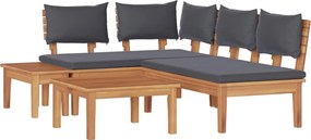 vidaXL Kerti Kanapé Szett 4 pcs Barna és Szürke