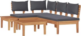 vidaXL Kerti Kanapé Szett 4 pcs Barna és Szürke