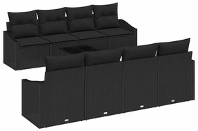 Kerti Kanapé Szett párnával 9 pcs Fekete 55 x 55 x 37 cm