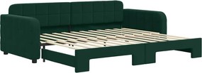 vidaXL sötétzöld kihúzható bársony heverő 90 x 200 cm