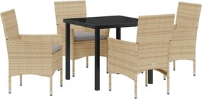 vidaXL Kert étkező szett párnával 5 pcs Bézs polirattan