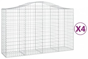 4 db íves horganyzott vas gabion kosár 200x50x120/140 cm