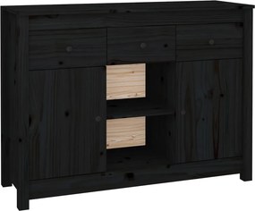 vidaXL fekete tömör fenyőfa tálalószekrény 100x35x74,5 cm
