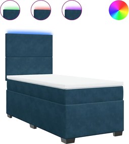 vidaXL kék bársony rugós ágy matraccal 80 x 200 cm