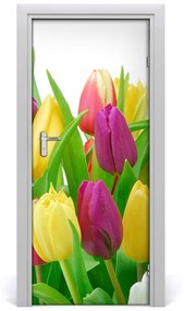 Ajtóposzter öntapadós virágok tulipán 95x205 cm