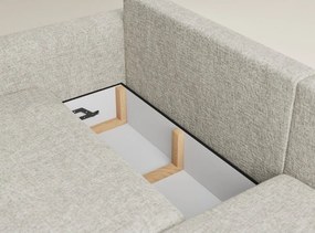 Bézs zsenília kinyitható-tárolóhelyes sarokkanapé (jobb oldali-heverő résszel) Leon – Maison de Rêve