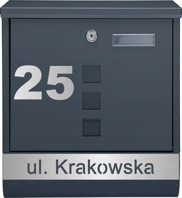 Postaláda Posta Antracit +laminált Felirat Cím Utca Szám