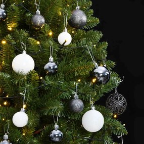csuklópántos műkarácsonyfa 300 LED-del és gömbökkel 270 cm