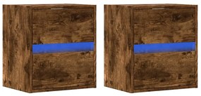 2 db füstös tölgy fali TV-szekrény LED-ekkel 41 x 31 x 45 cm