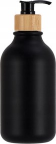 Szappantartó Folyadék Gél Fekete 300ML Fürdőszobai Tartály Bambusz Fa