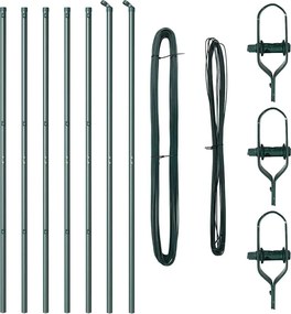 vidaXL Kerítésoszlop 7 pcs Zöld Acél