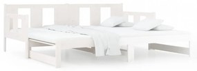 fehér tömör fenyőfa kihúzható kanapéágy 2 x (90 x 200) cm