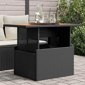 vidaXL fekete polyrattan és akácfa kerti asztal 100 x 55 x 73 cm